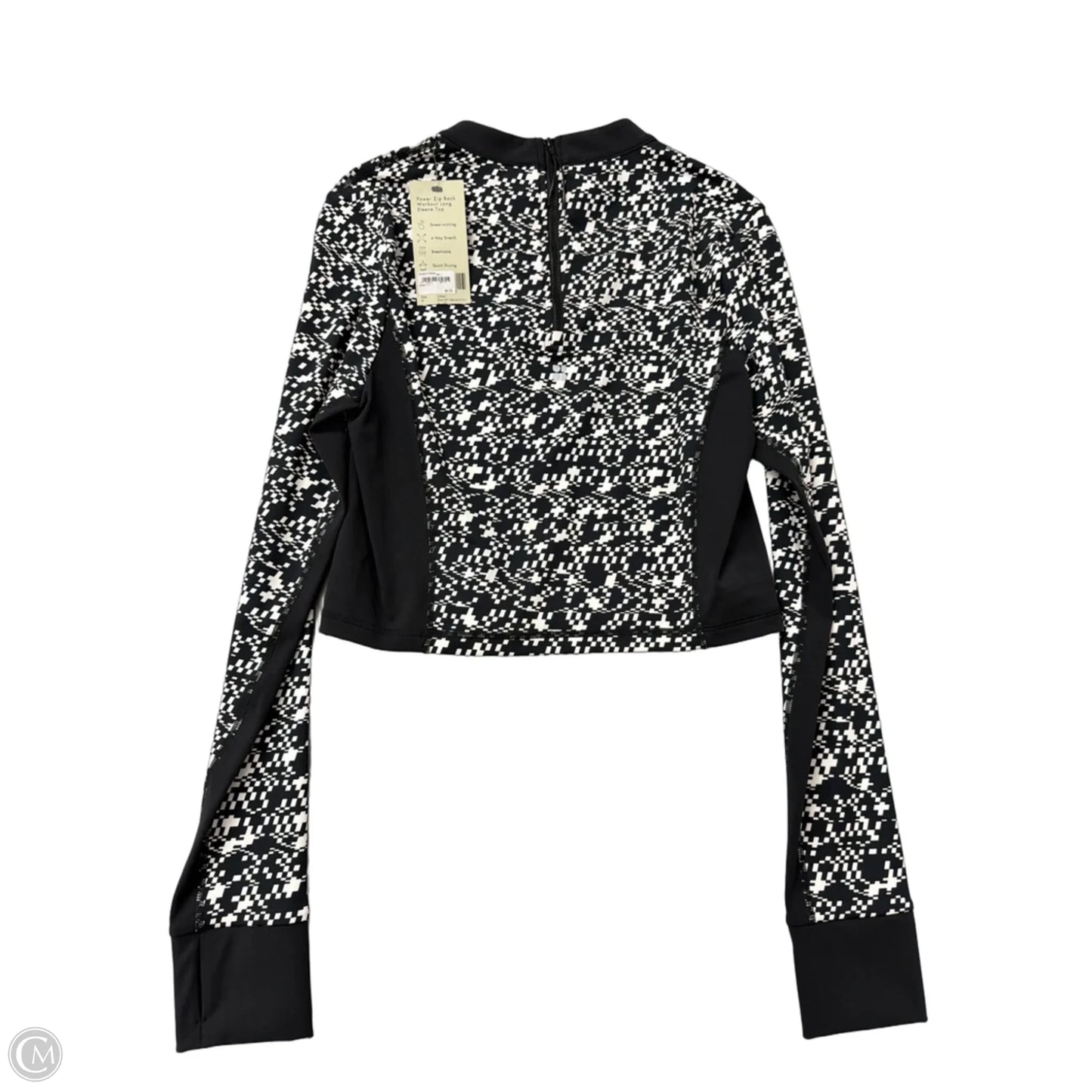 Athletic Top Long Sleeve Collar By Sweaty Betty In Black & White, Size: M