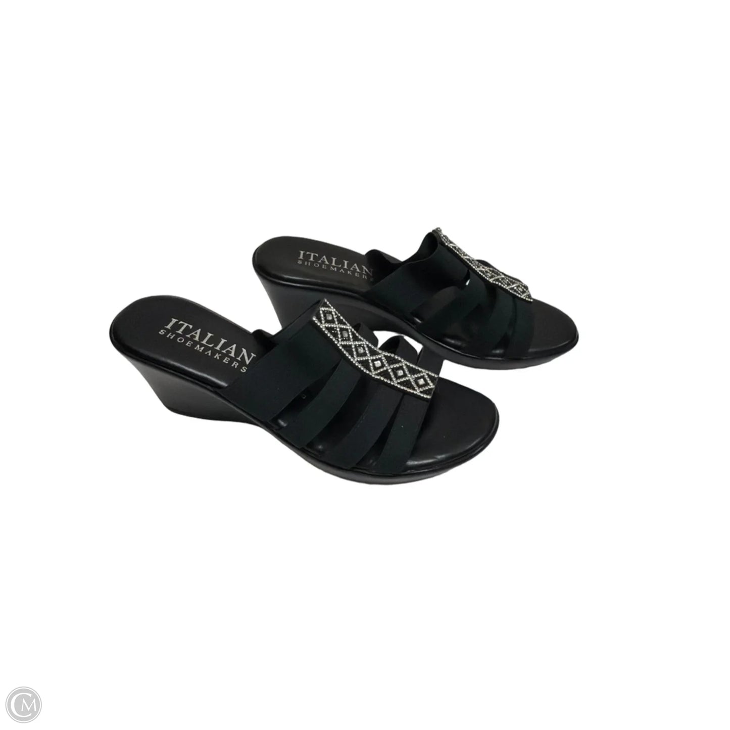 Sandals Heels Wedge By Italian Shoemakers In Black, Size: 8