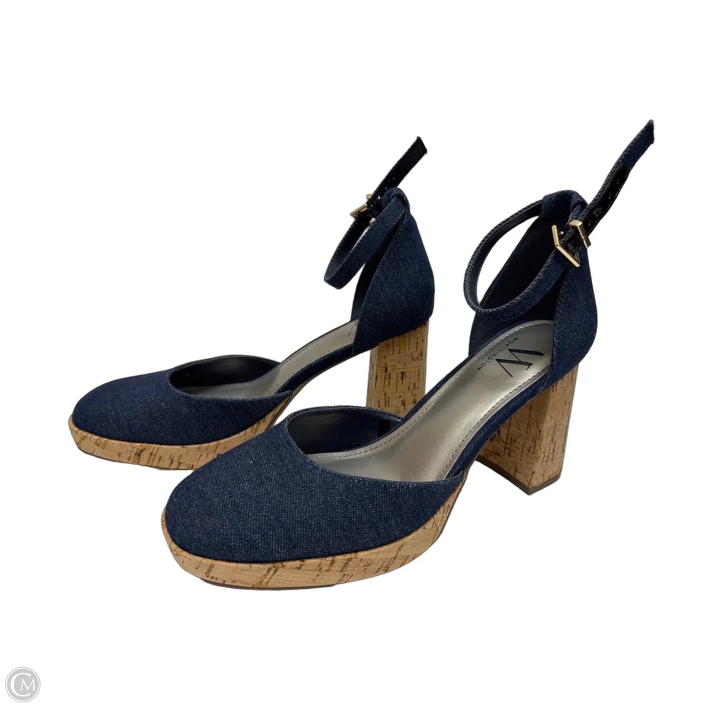 Sandals Heels Block By Falls Creek In Blue Denim, Size: 7