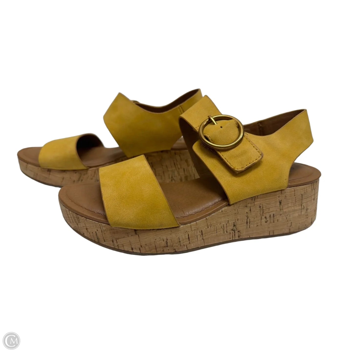 Sandals Heels Platform By Sofft In Yellow, Size: 6.5