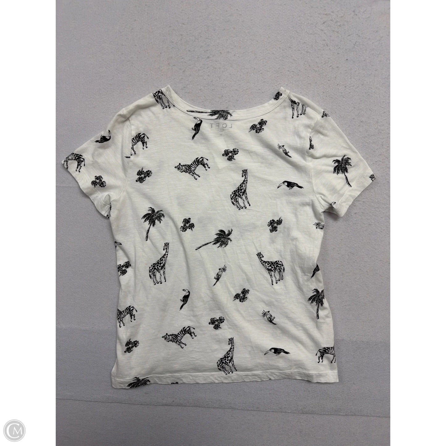 Top Short Sleeve Basic By Loft In Black & White, Size: M