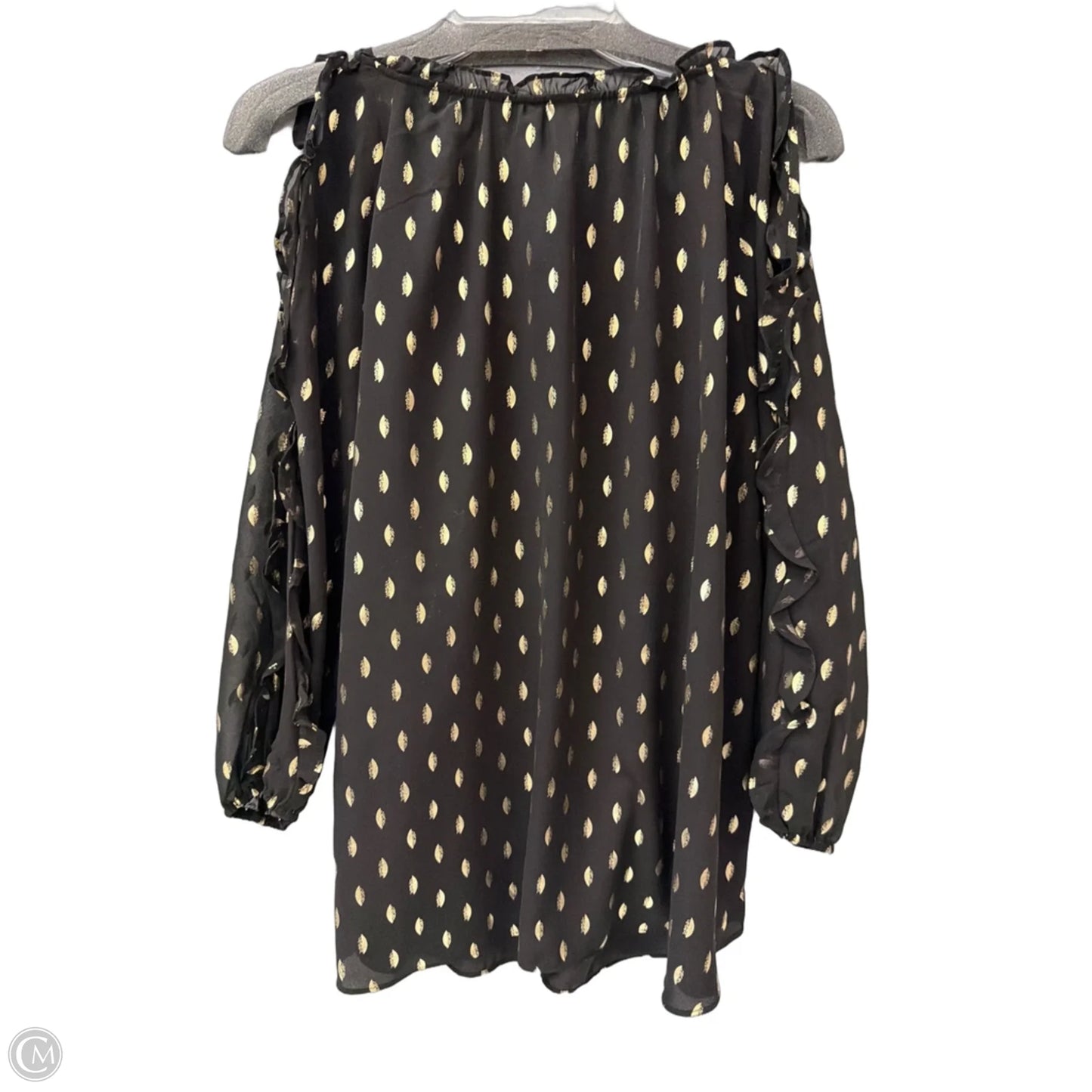 Top Long Sleeve By Cato In Black & Gold, Size: Xl