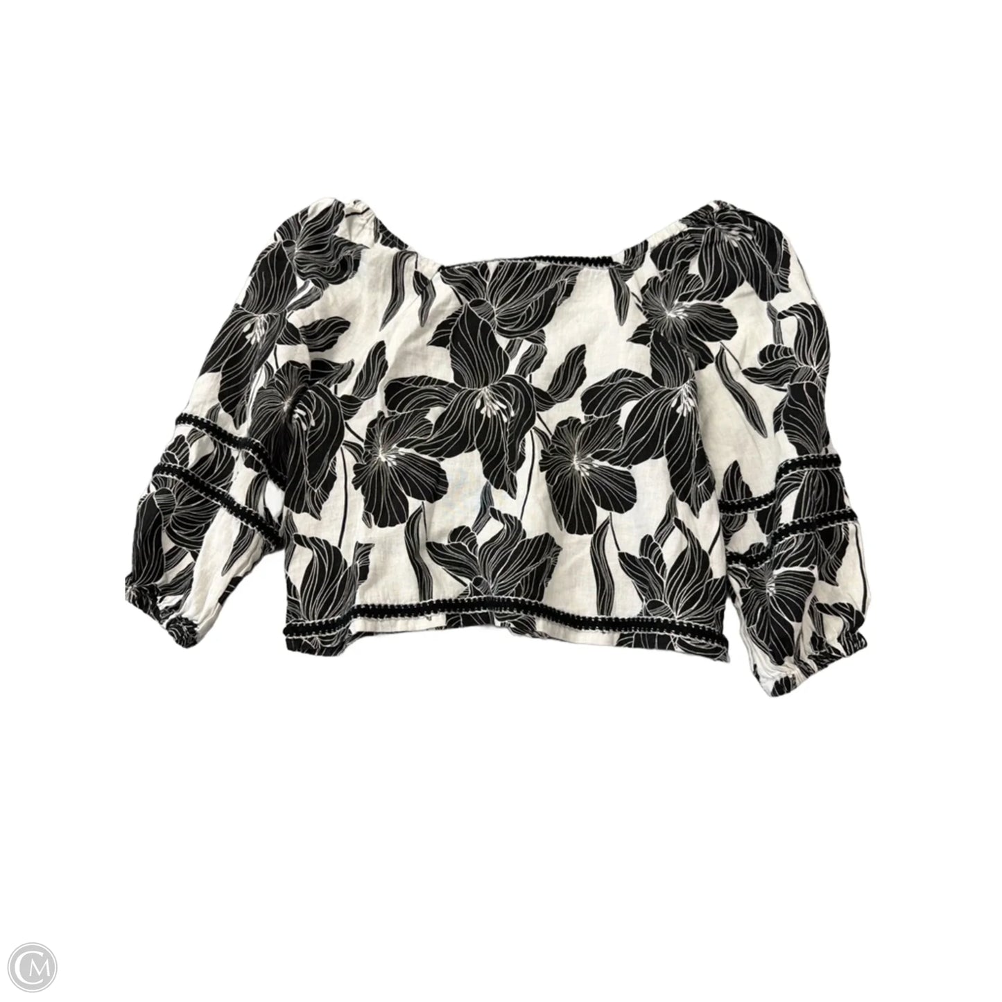 Top Long Sleeve By Tahari In Black & White, Size: S