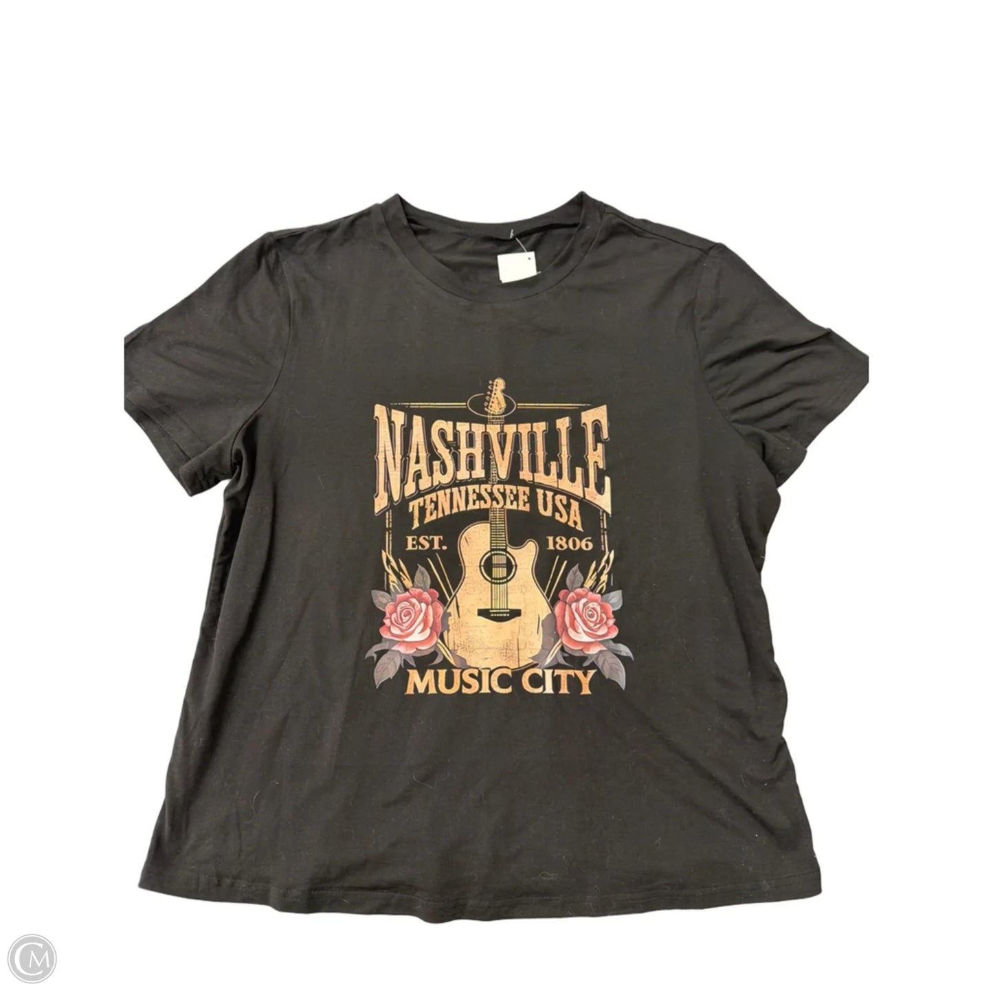 Top Short Sleeve By Clothes Mentor In Black, Size: L