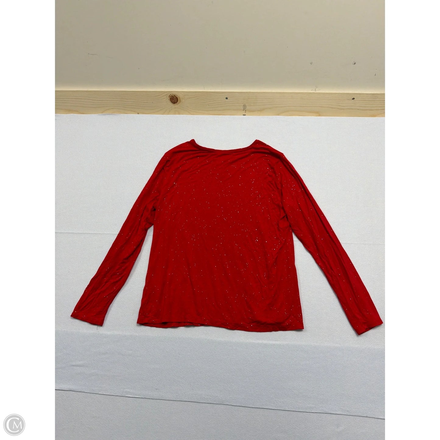 Top Long Sleeve Basic By Nine West Apparel In Red & Silver, Size: Xl
