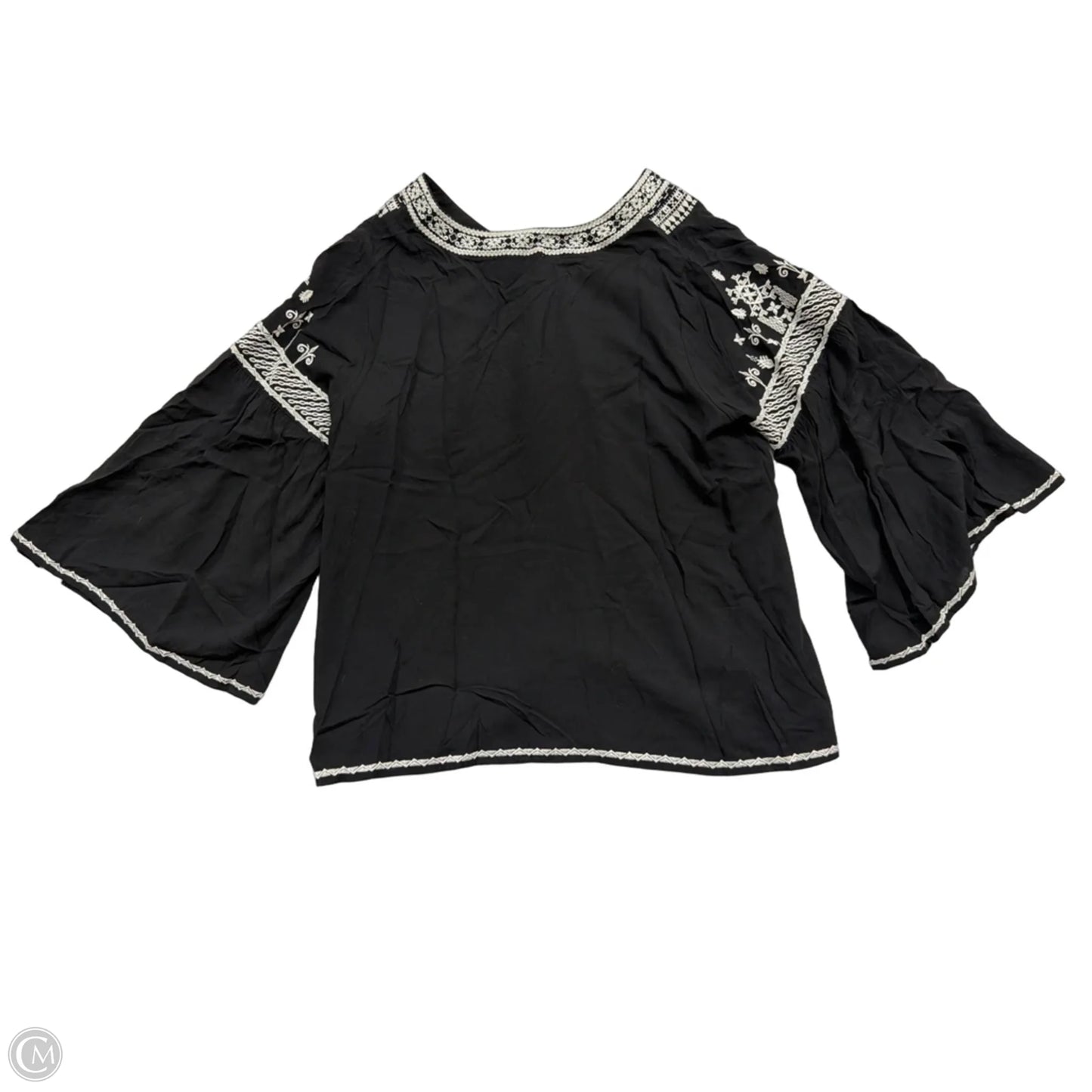 Top Long Sleeve By Chelsea And Theodore In Black & White, Size: 1x