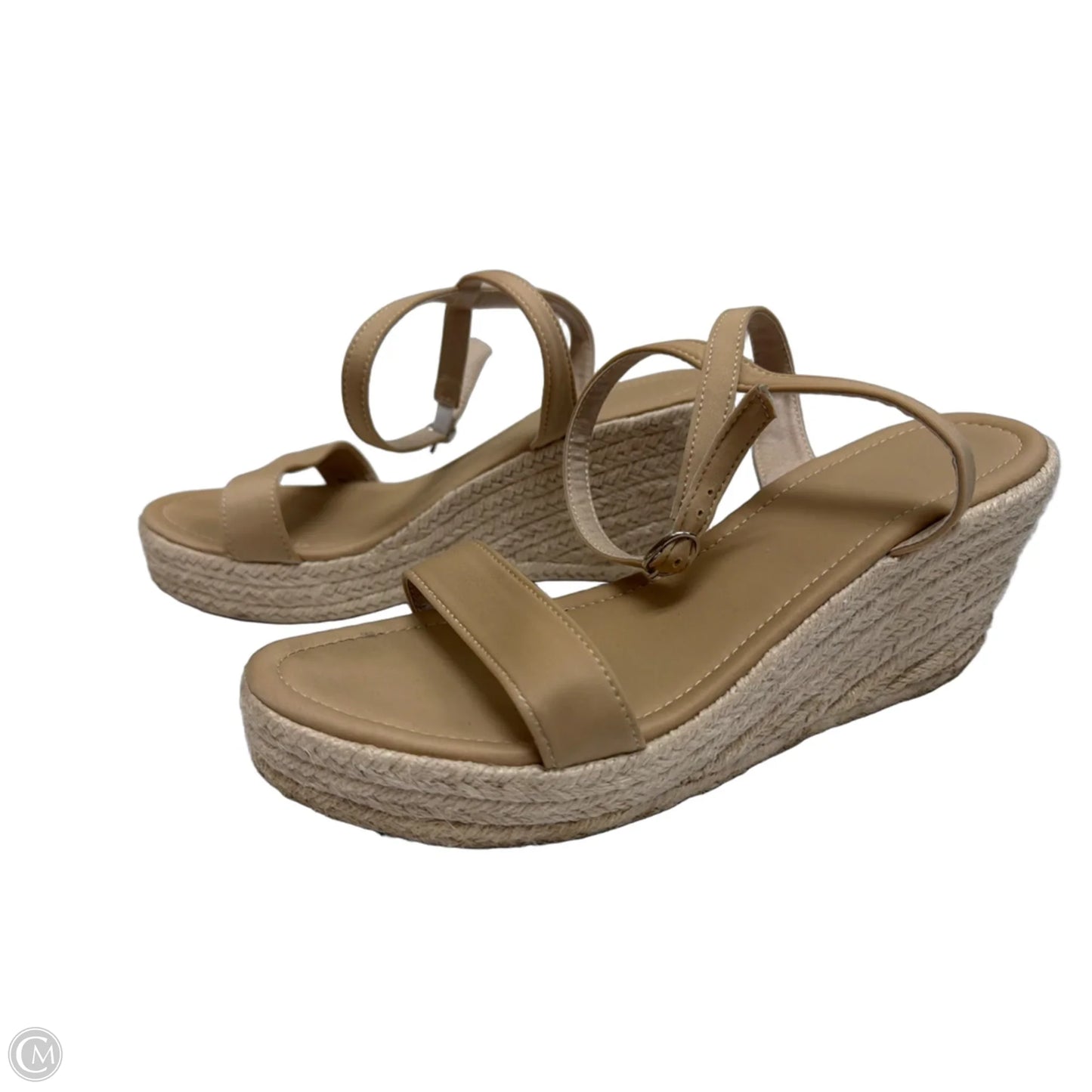Sandals Heels Wedge By Clothes Mentor In Tan, Size: 9.5