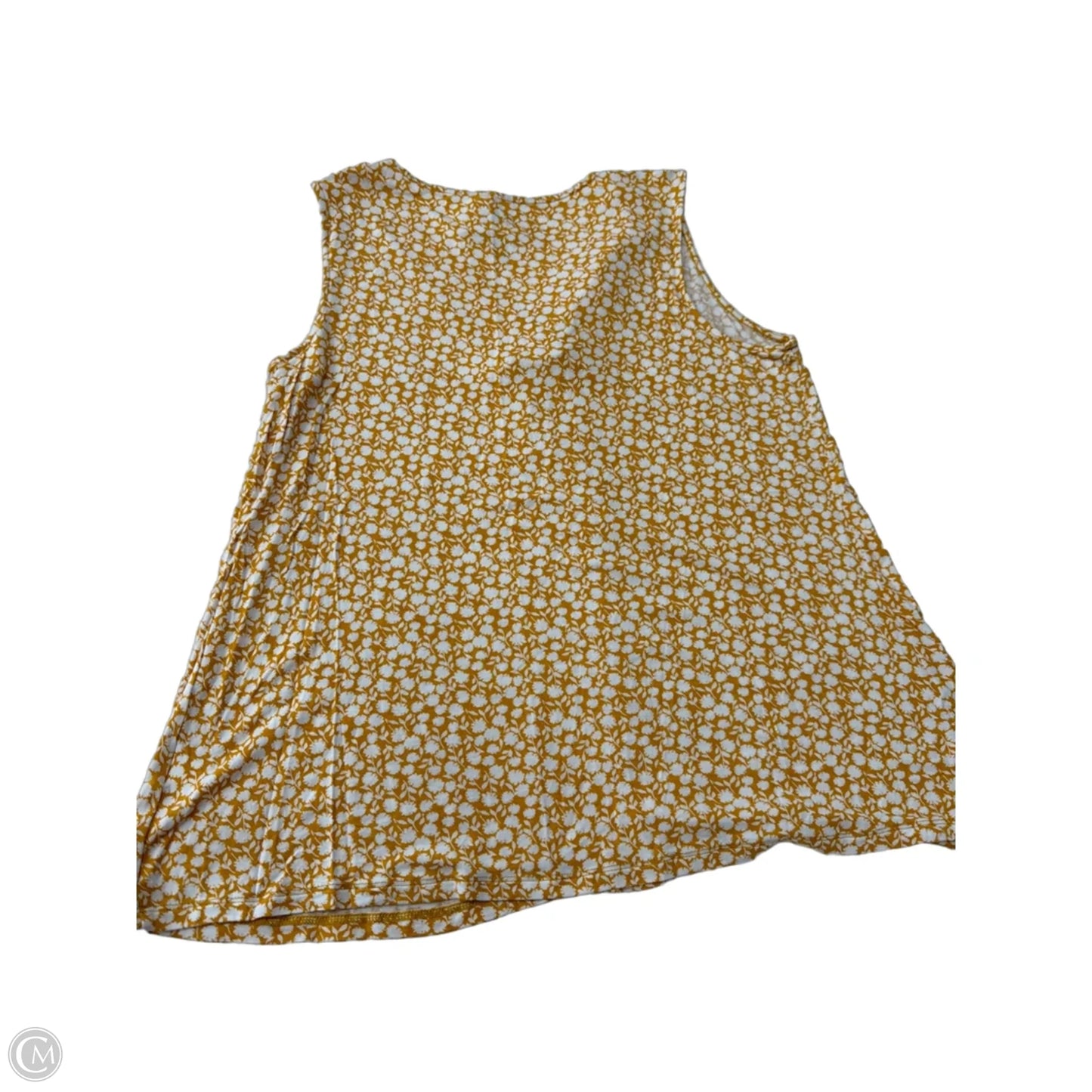 Top Sleeveless By Croft And Barrow In White & Yellow, Size: M