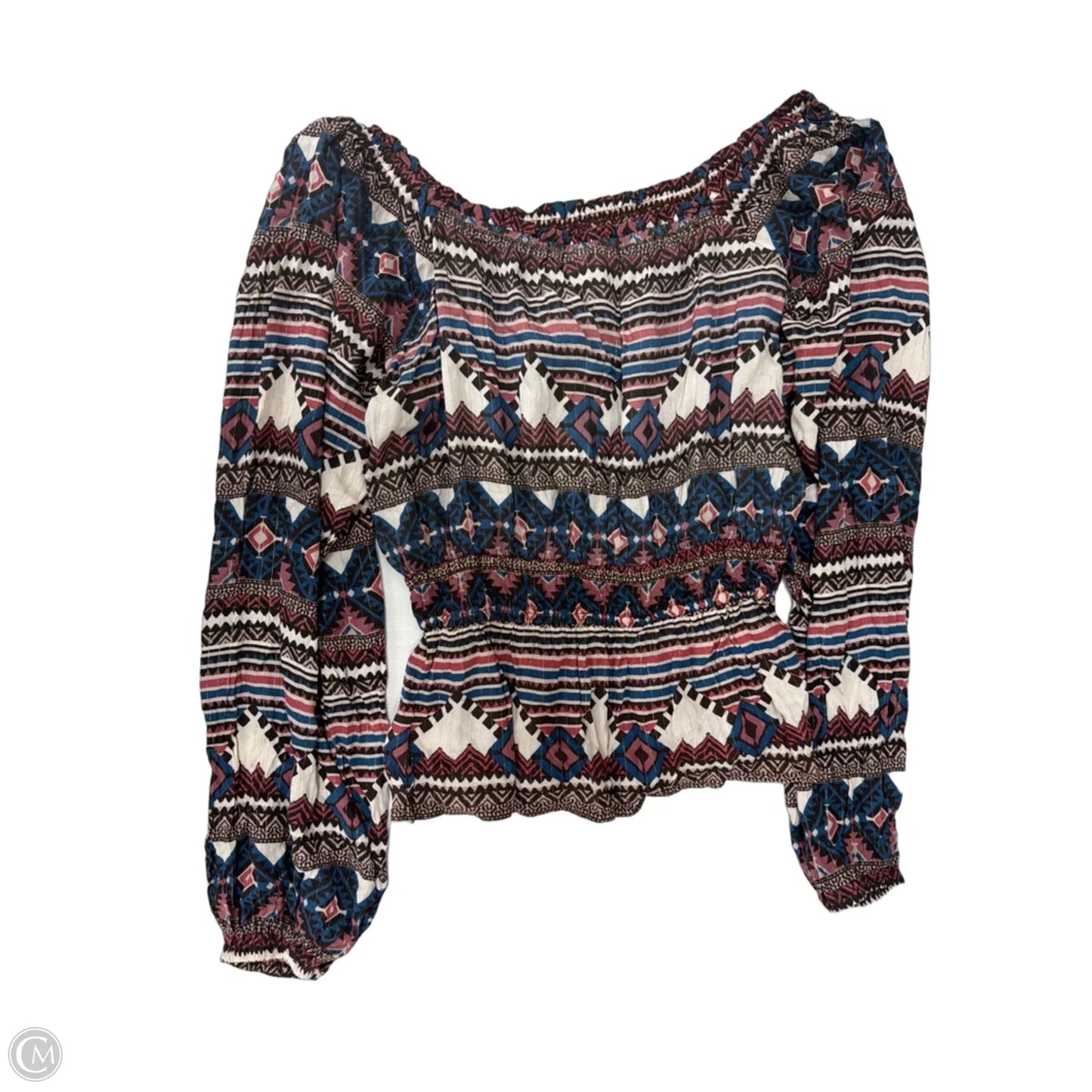 Top Long Sleeve By Clothes Mentor In Geometric Pattern, Size: M