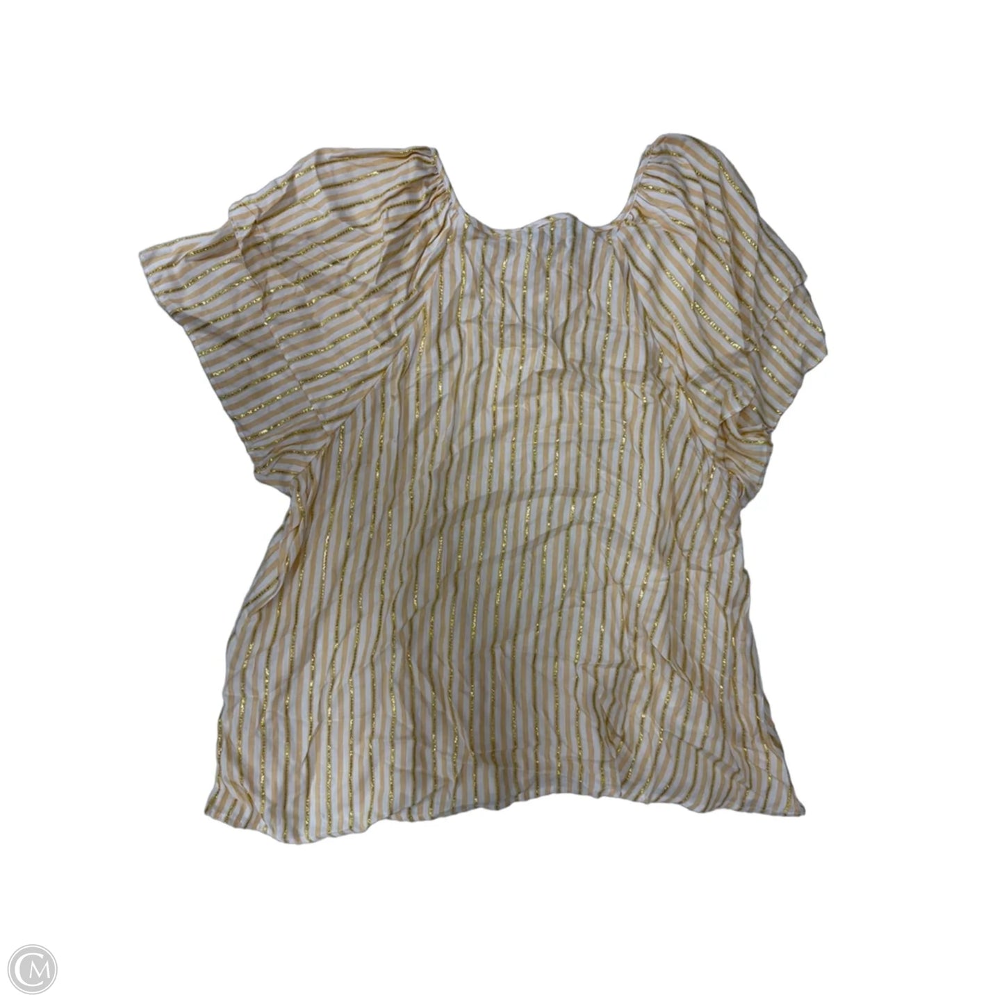 Top Short Sleeve By Adrienne Vittadini In Striped Pattern, Size: 2x