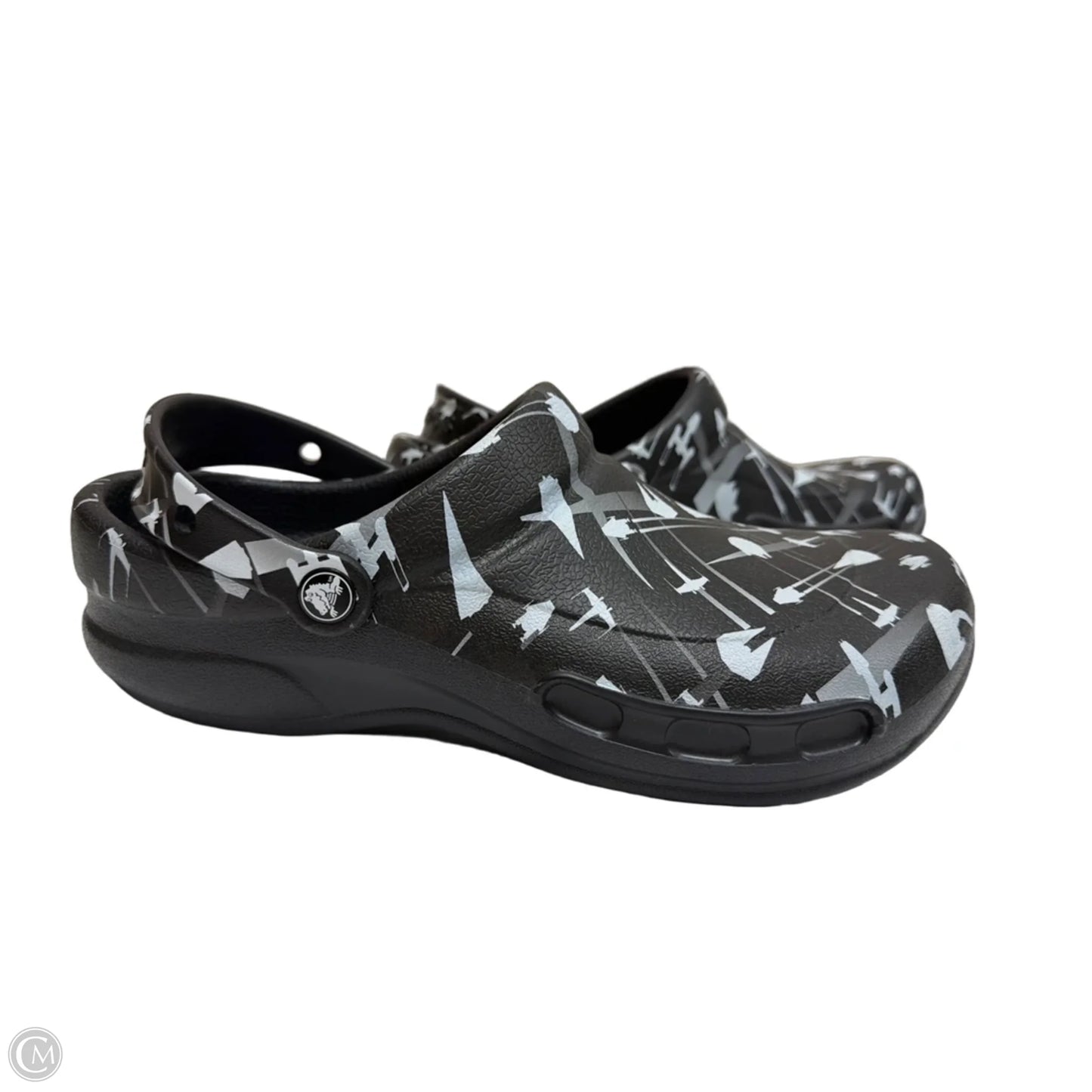Shoes Flats By Crocs In Black & White, Size: 12