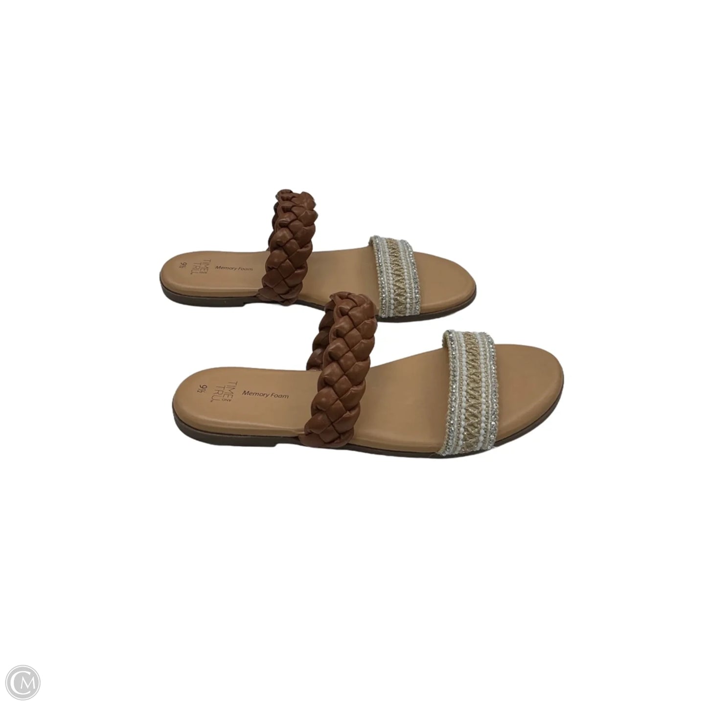 Sandals Flats By Time And Tru In Brown & Cream, Size: 9.5