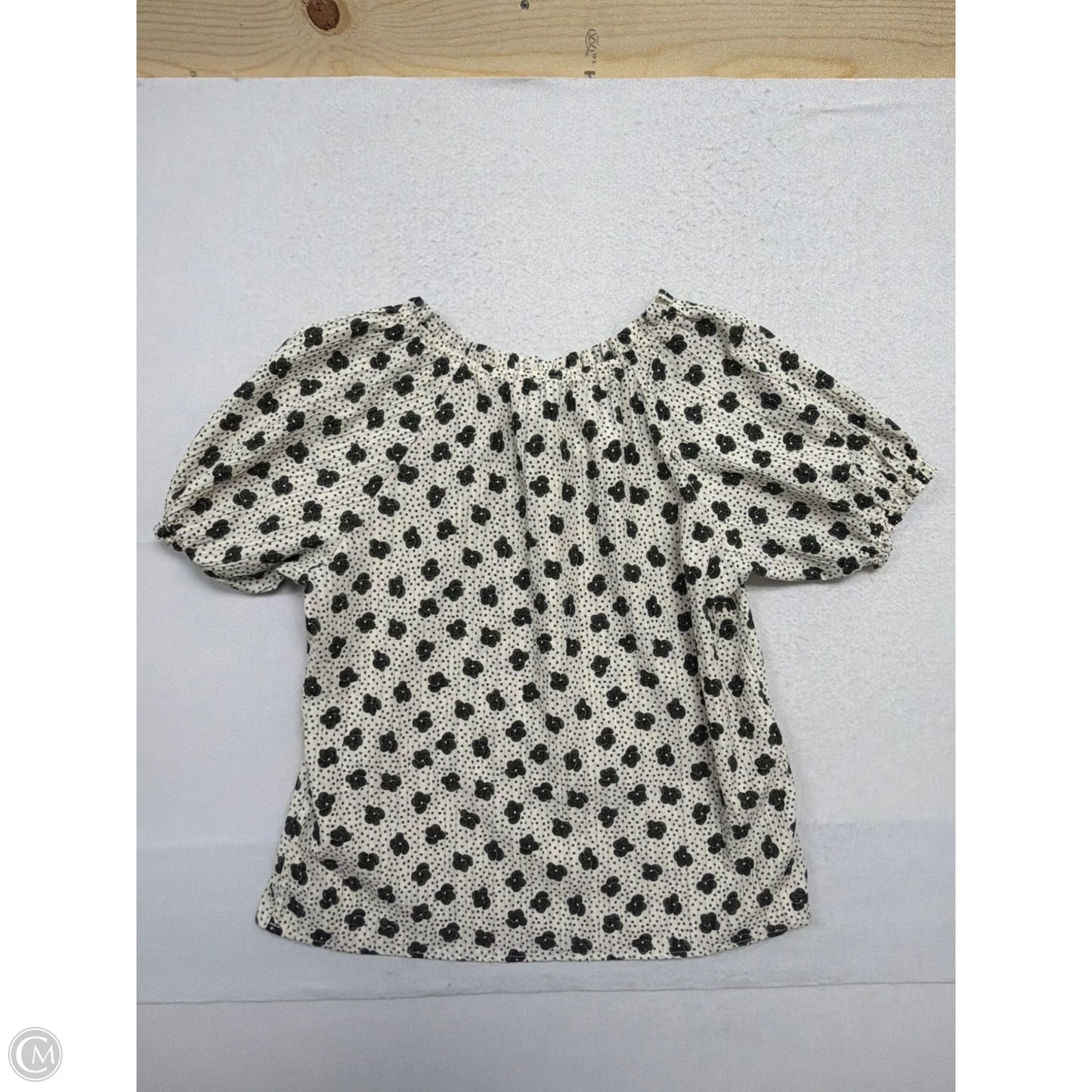 Top Short Sleeve By Ann Taylor In Black & Cream, Size: M