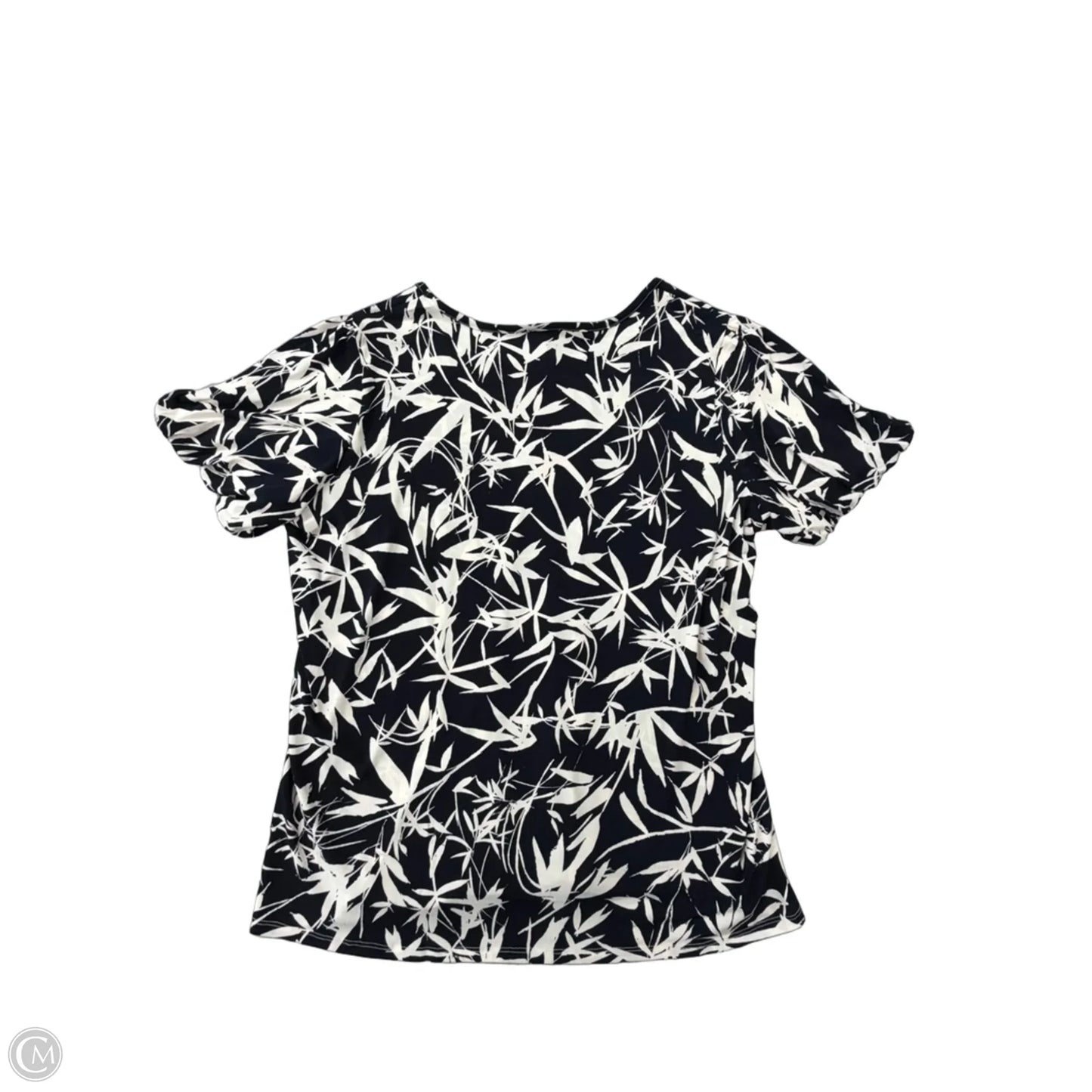 Top Short Sleeve By Nina Leonard In Blue & White, Size: 2x