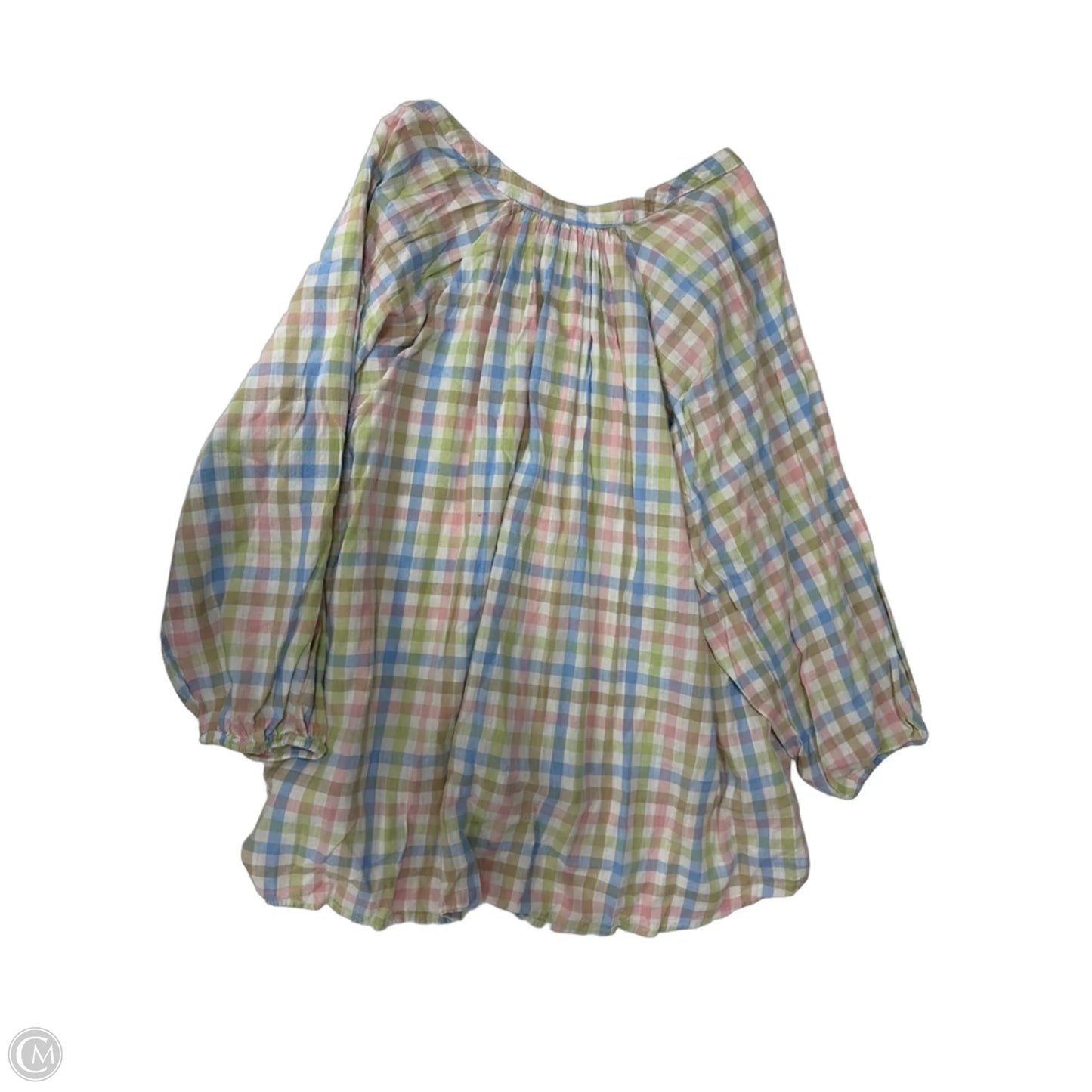 Top 3/4 Sleeve By St Johns Bay In Checkered Pattern, Size: 3x