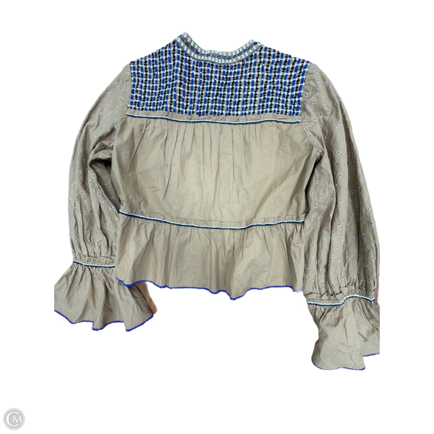 Top Long Sleeve By Veronica Beard In Blue & Tan, Size: Xs