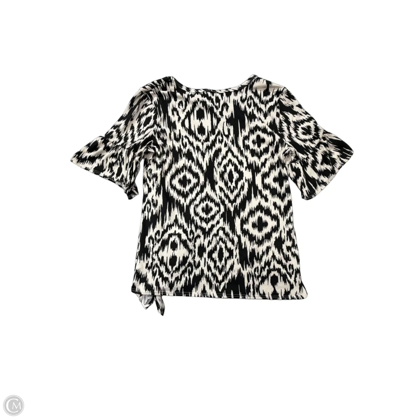 Top Short Sleeve By Cest La Vie In Black & Cream, Size: M