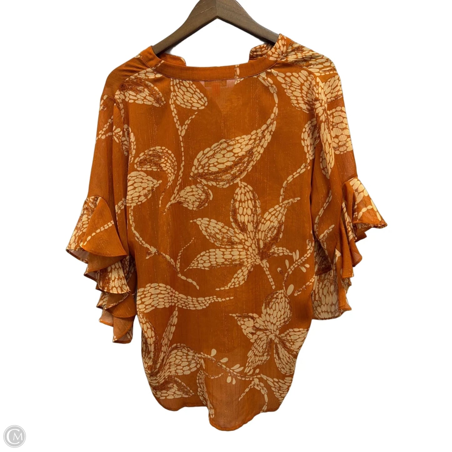 Top 3/4 Sleeve By Vince Camuto In Orange, Size: L