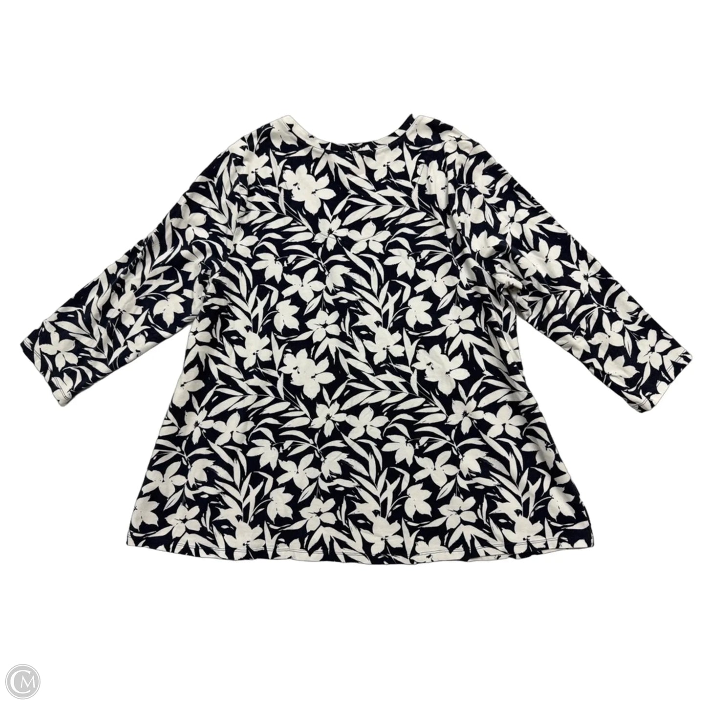 Top 3/4 Sleeve By D&co. In Floral Print, Size: M