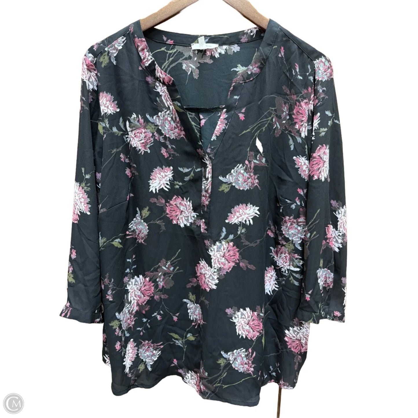 Top Long Sleeve By Maurices In Floral Print, Size: 1x
