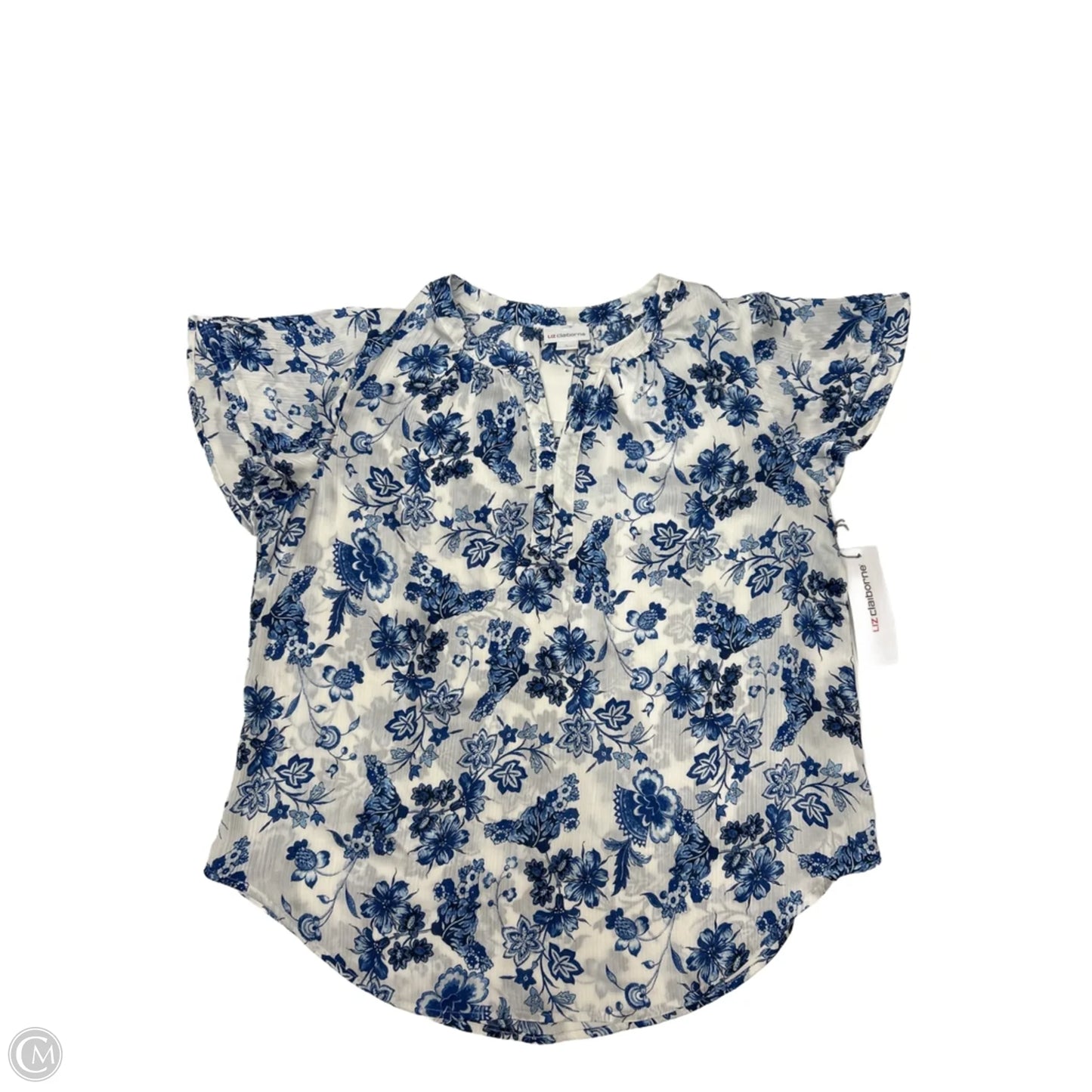 Top Short Sleeve By Liz Claiborne In Floral Print, Size: L