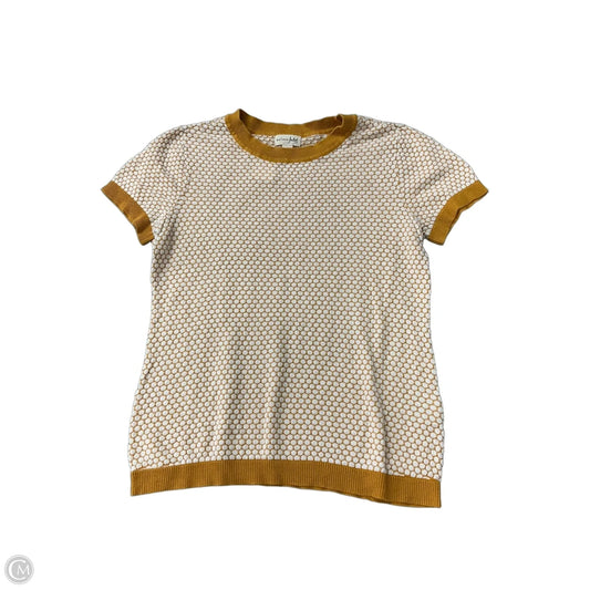 Top Short Sleeve By Maison Jules In Cream & Yellow, Size: M