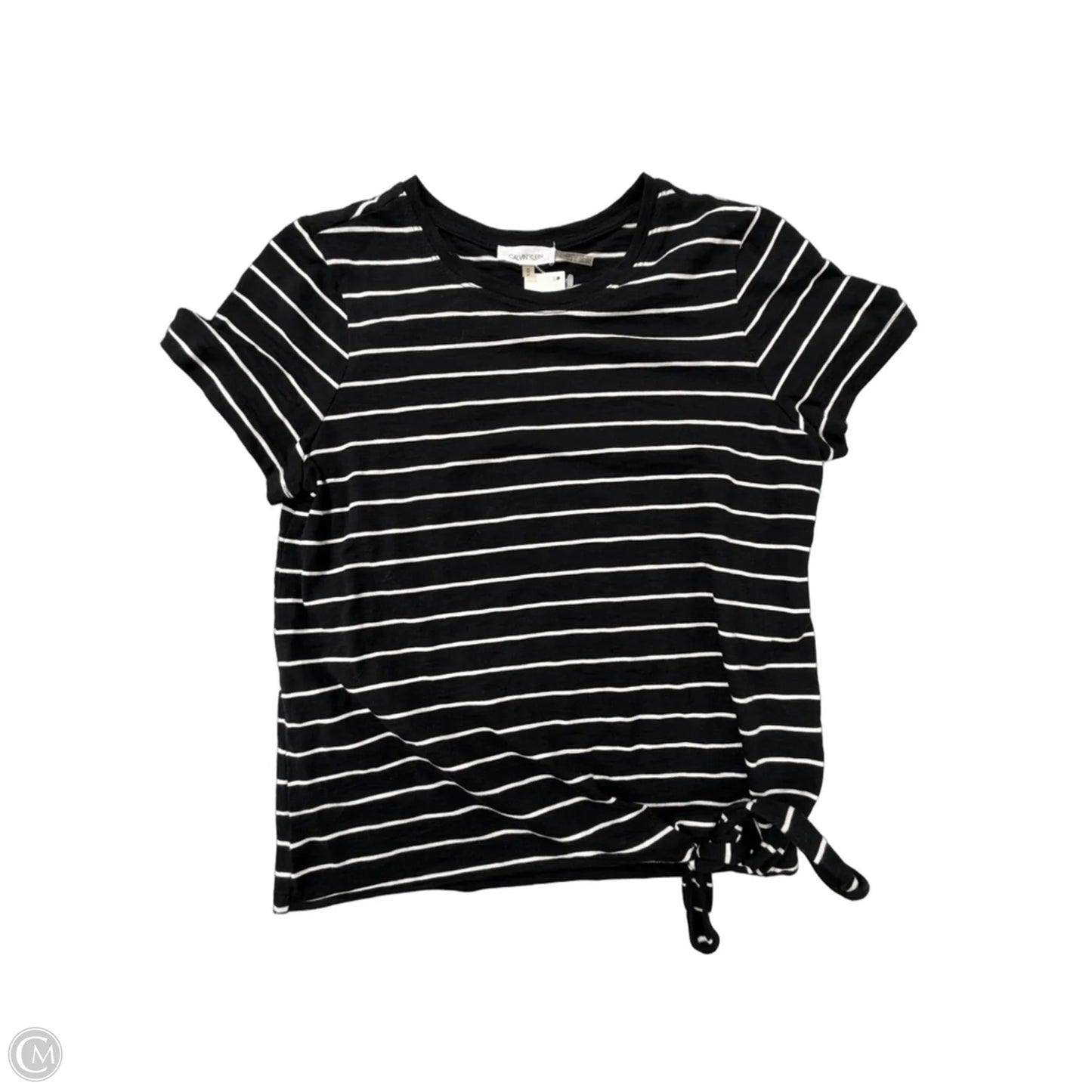 Top Short Sleeve By Calvin Klein In Striped Pattern, Size: M