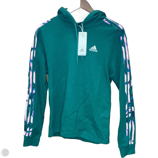 Athletic Sweatshirt Hoodie By Adidas In Green, Size: S