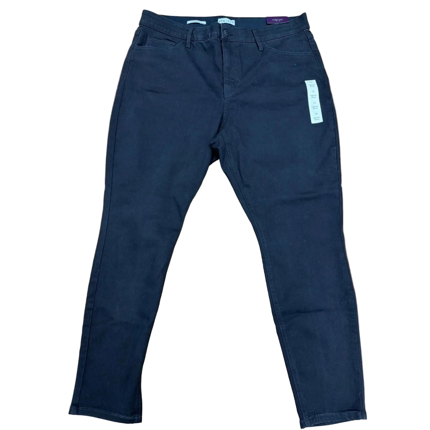 Jeans Skinny By Ava & Viv In Black Denim, Size: 18