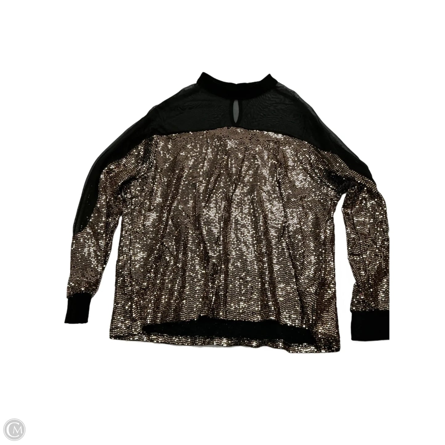 Top Long Sleeve By Nine West In Black & Gold, Size: M