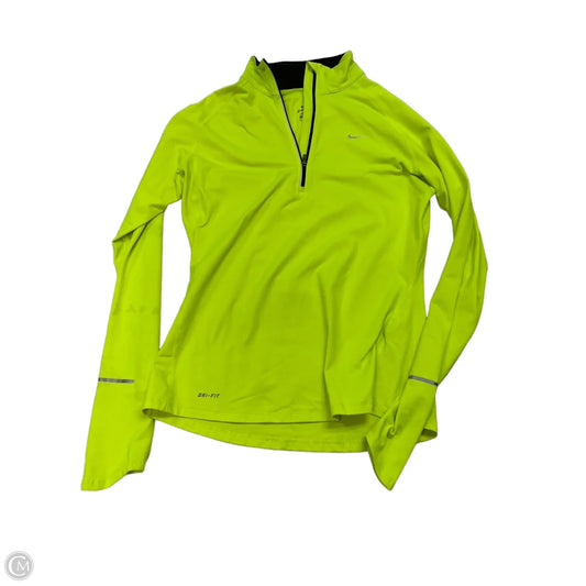 Athletic Top Long Sleeve Collar By Nike In Green, Size: M