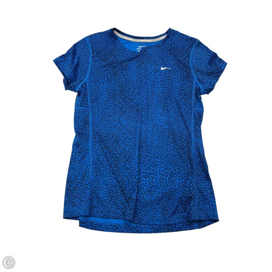 Athletic Top Short Sleeve By Nike In Black & Blue, Size: M