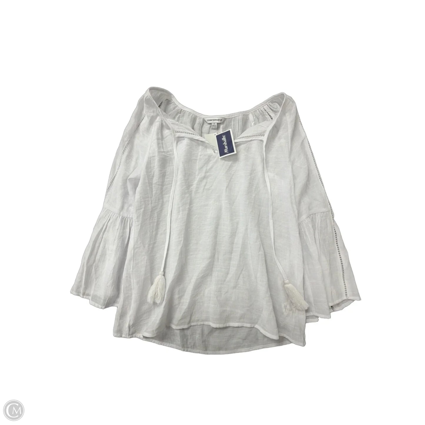 Top Long Sleeve By Counterparts In White, Size: S