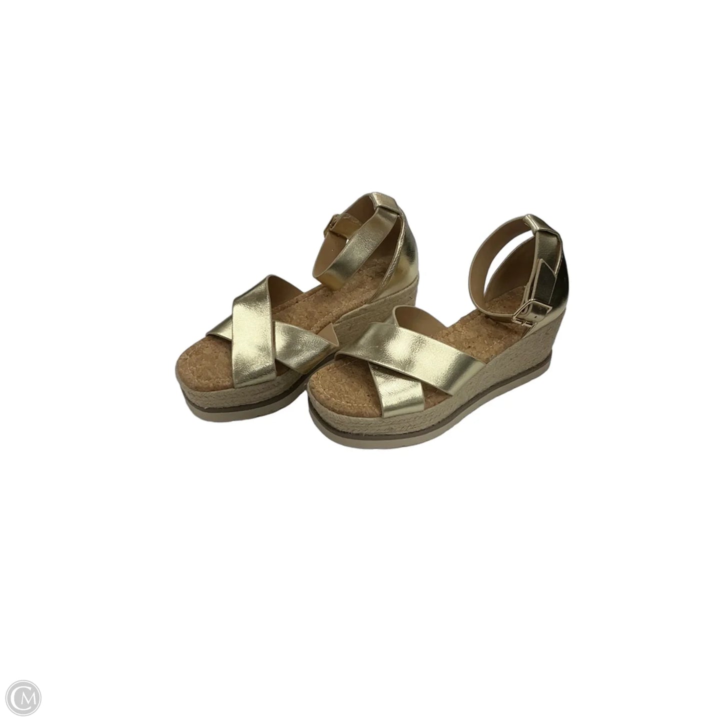 Sandals Heels Wedge By Soda In Gold, Size: 8