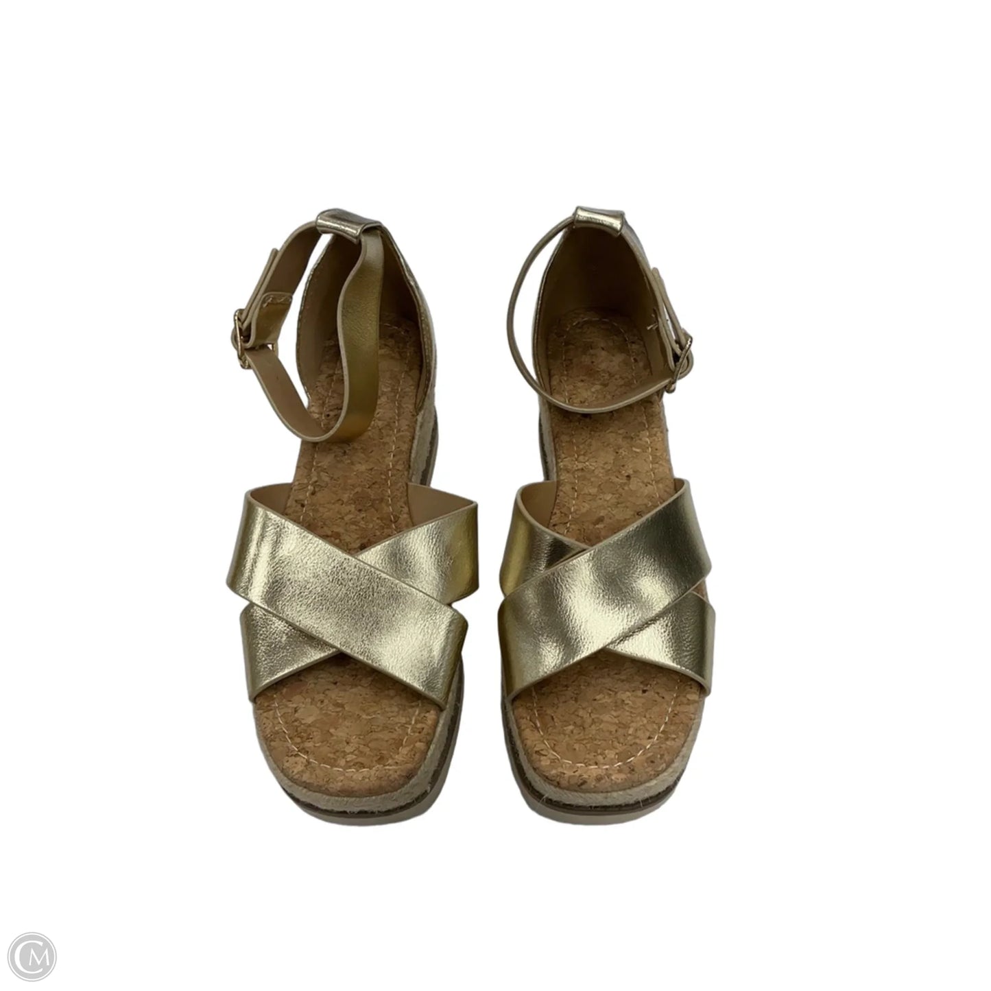 Sandals Heels Wedge By Soda In Gold, Size: 8
