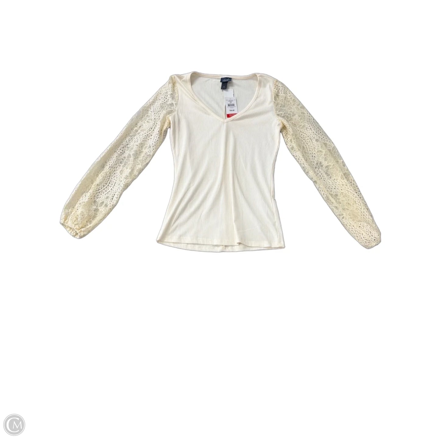 Top Long Sleeve By Daytrip In Cream, Size: Xs