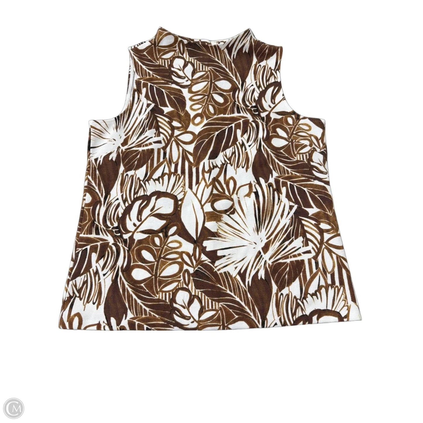 Top Sleeveless By Talbots In Brown & White, Size: 1x