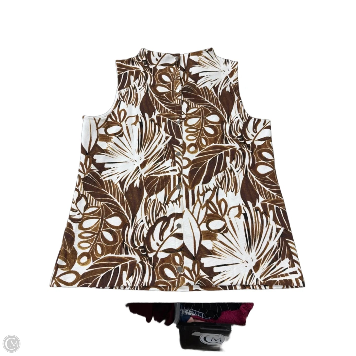 Top Sleeveless By Talbots In Brown & White, Size: 1x