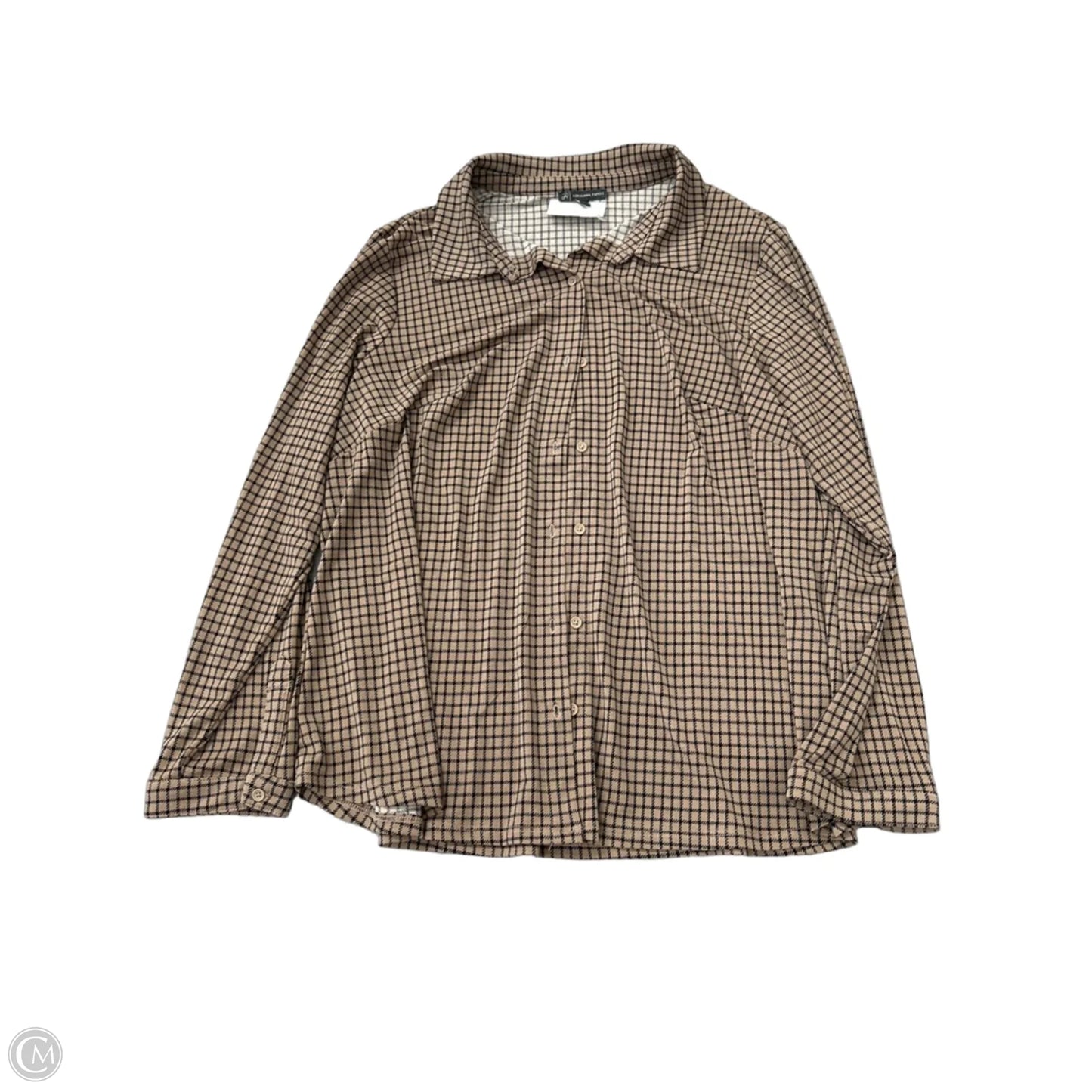 Top Long Sleeve By Adrianna Papell In Black & Tan, Size: 1x