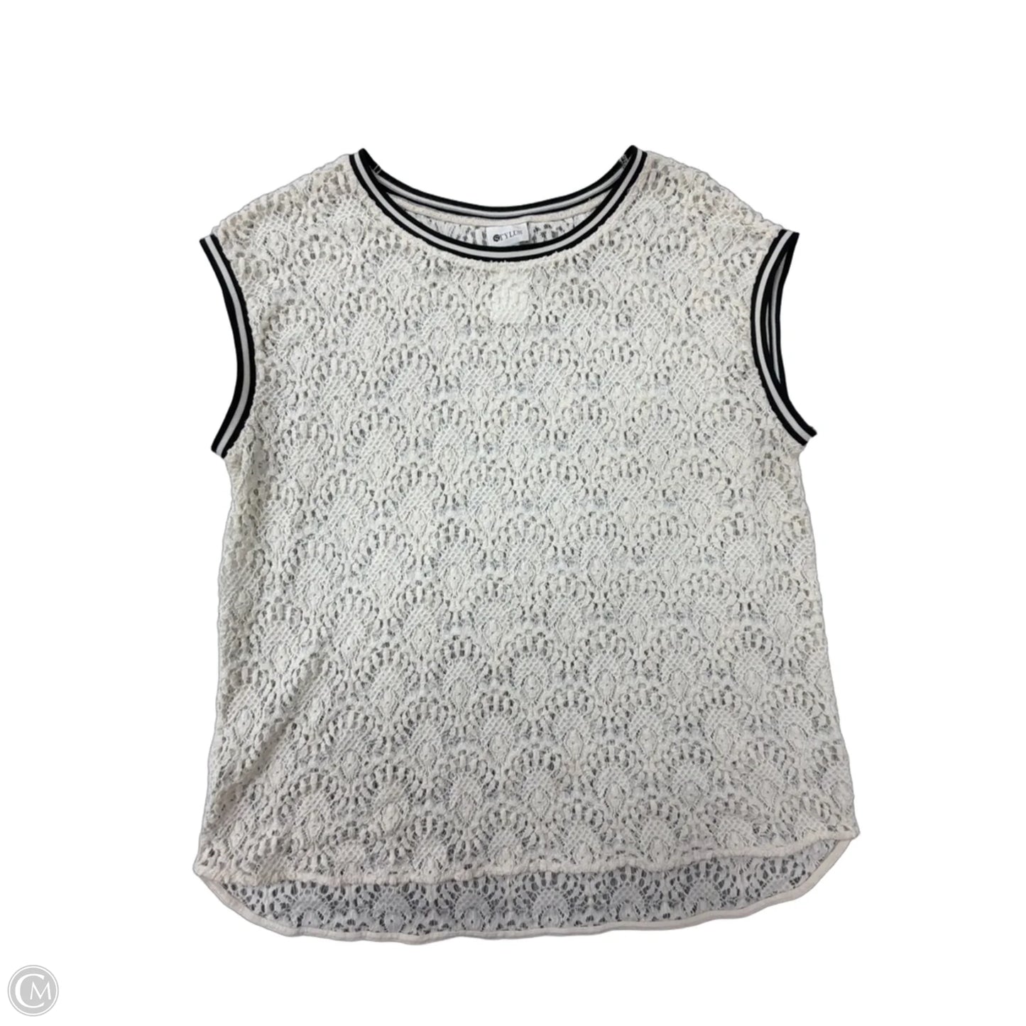 Sweater Short Sleeve By Stylus In Cream, Size: Xl