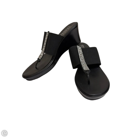 Sandals Heels Wedge By Italian Shoemakers In Black, Size: 8