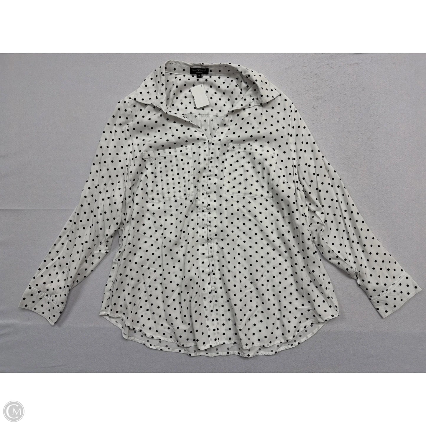 Top Long Sleeve By Velvet Heart In Polkadot Pattern, Size: 1x