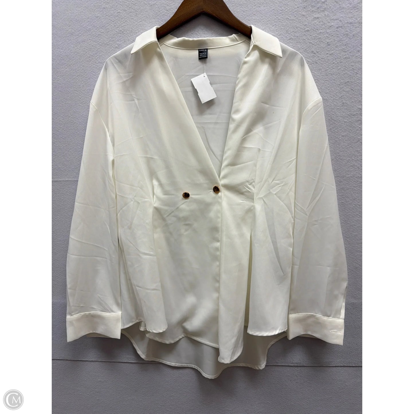 Top Long Sleeve By Shein In White, Size: Xl