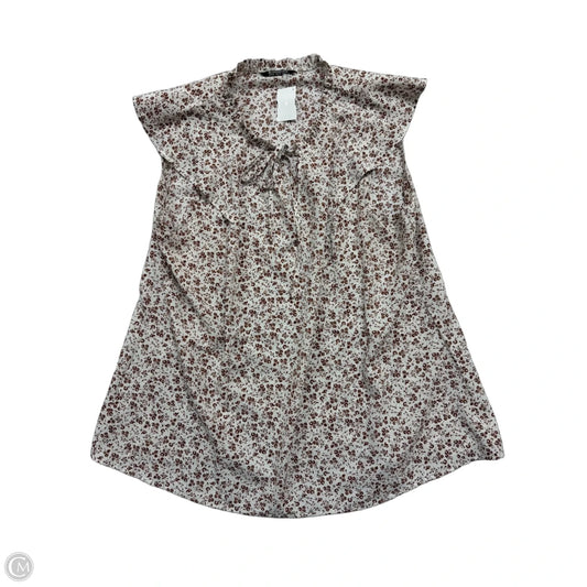 Top Short Sleeve By Bloomchic In Brown & White, Size: 1x