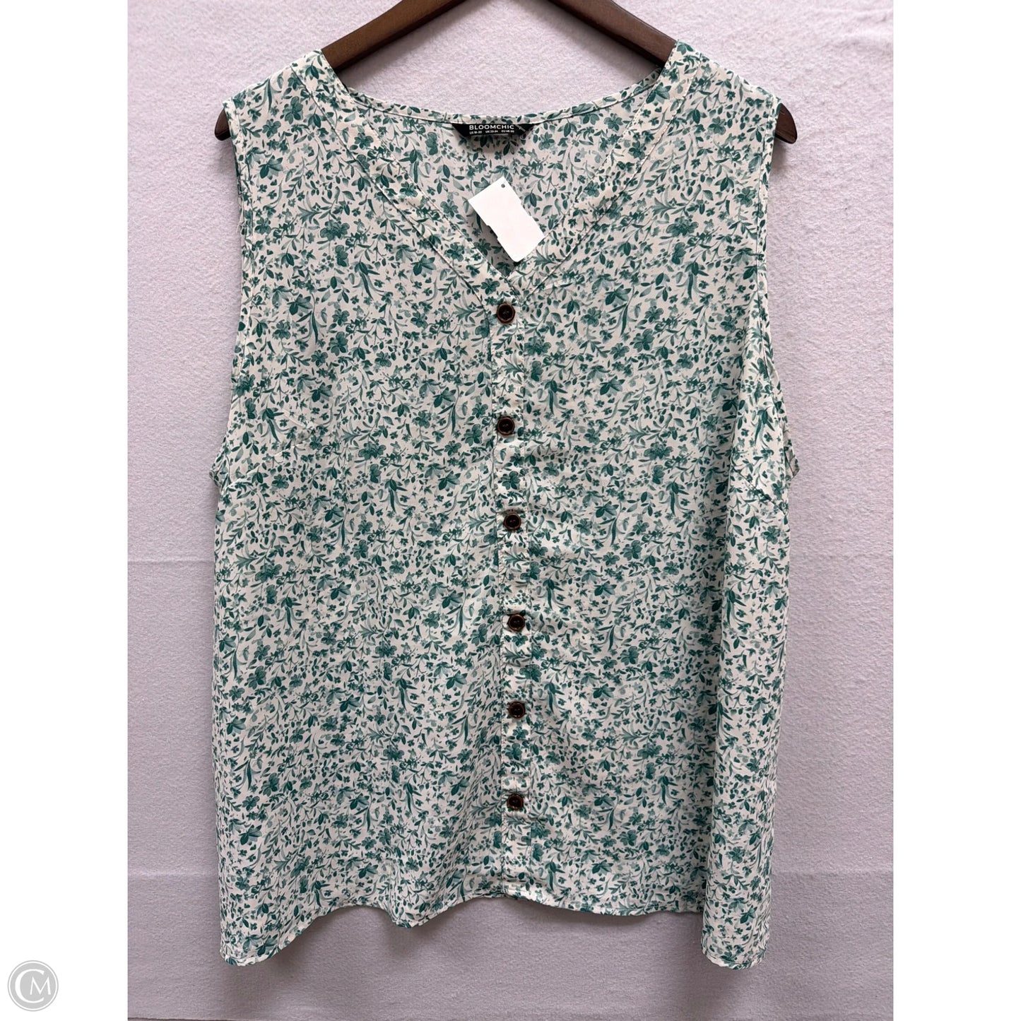 Top Sleeveless By Bloomchic In Green, Size: 1x