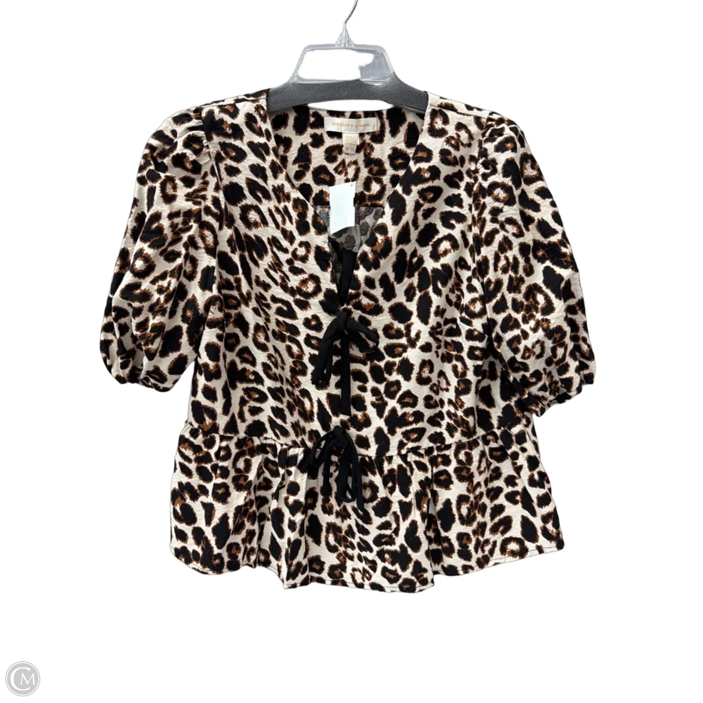 Top Short Sleeve By Monteau In Animal Print, Size: Xl