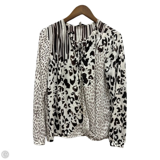 Top Long Sleeve By Cabi In Brown & White, Size: L