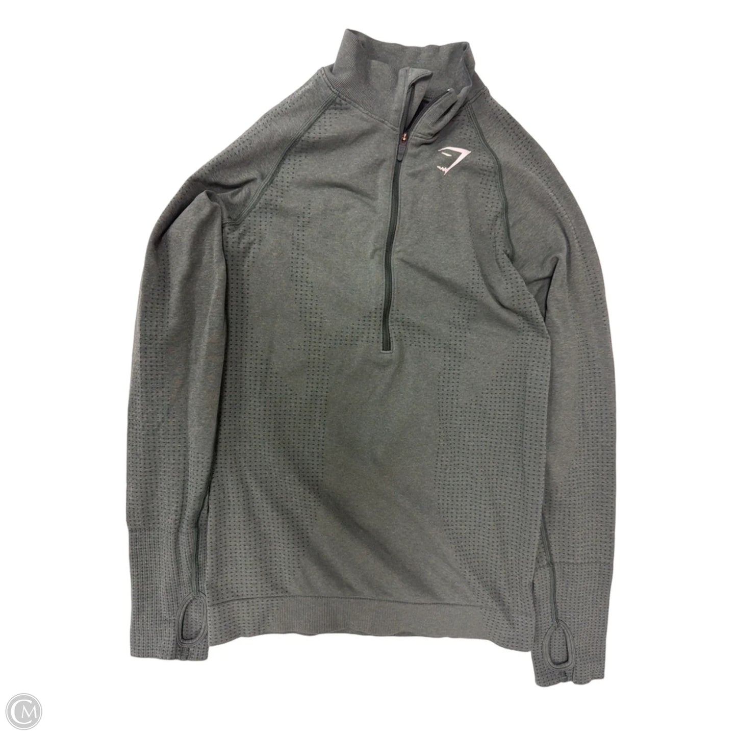 Athletic Top Long Sleeve Collar By Gym Shark In Green, Size: S