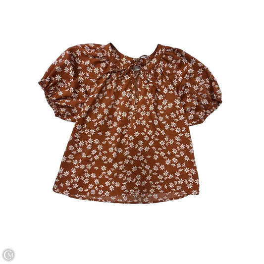 Top Short Sleeve By Loft In Brown & White, Size: Xxs