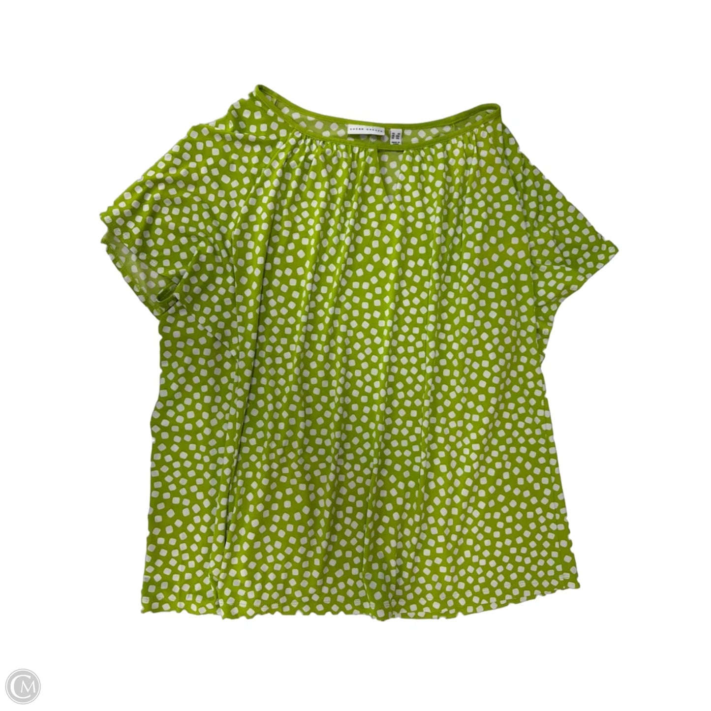 Top Short Sleeve By Susan Graver In Green & White, Size: 3x